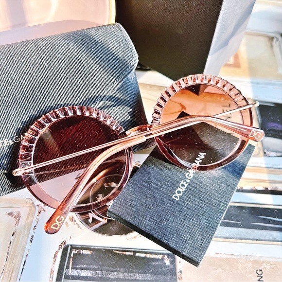 Dolce & Gabbana “Plissè” Pink Acetate Round Sunglasses - Picture 4 of 10